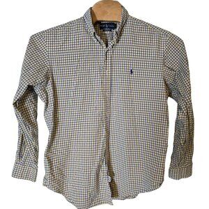 Ralph Lauren Classic Fit Button Down Shirt Size XL Men's Long Sleeve Yellow Blue